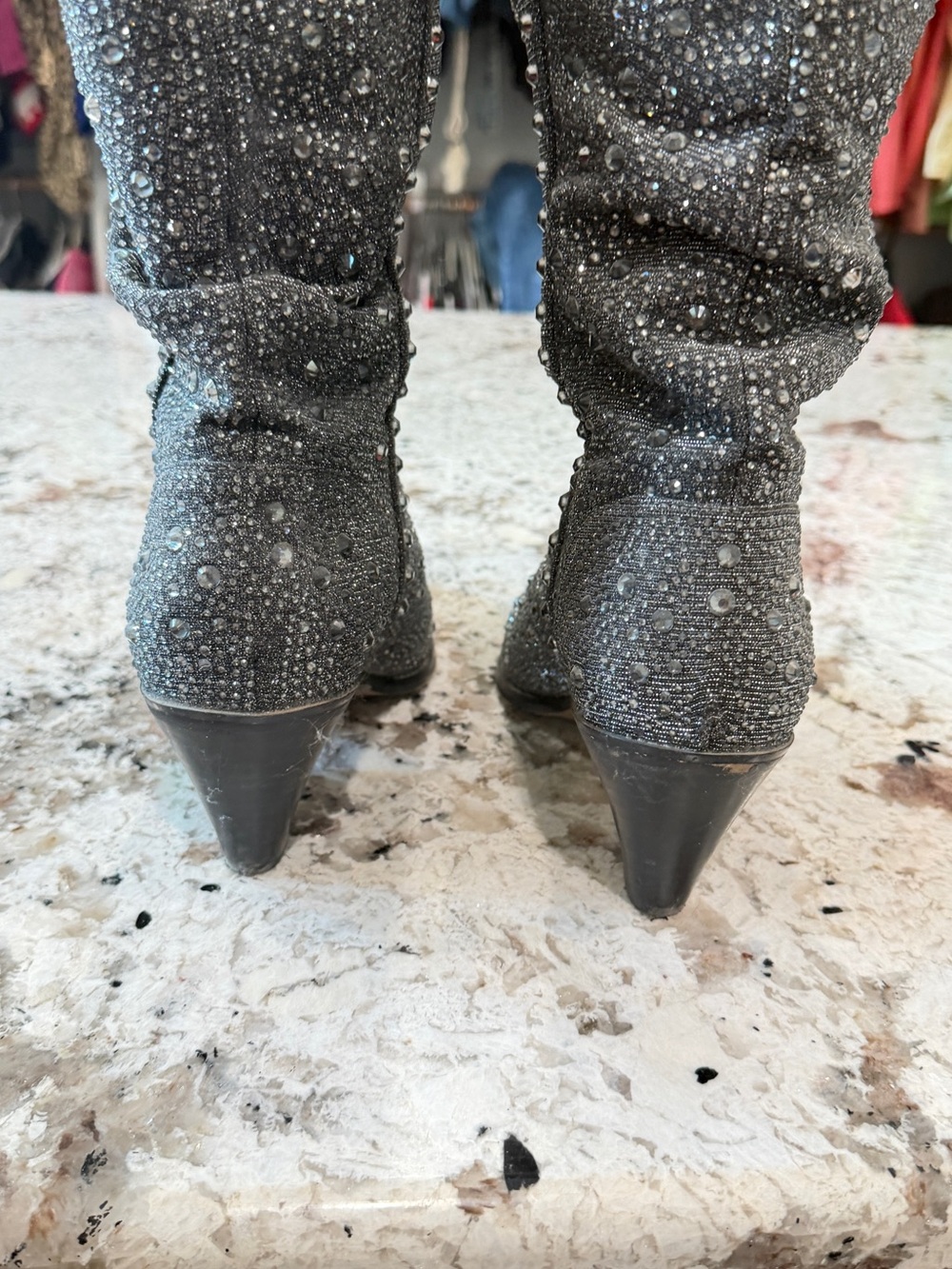 Jessica Simpson Women's Sparkle Pointed-Toe Boots - Silver - Picture 6 of 7